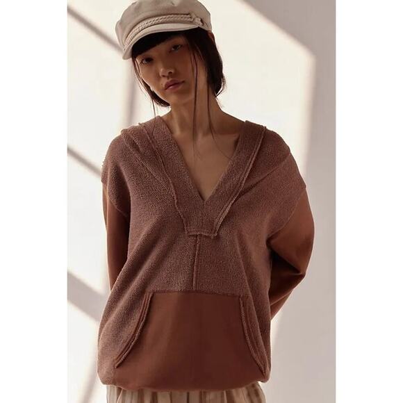 Free People Free-Est - Raven Pullover Hoodie Sweatshirt Otter Brown Size S NWOT - Picture 1 of 12